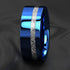 Men's 8mm Tungsten Ring Blue Silver Meteorite Inspired Inlay Wedding Band
